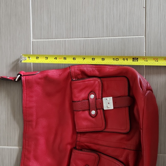 Lauren Ralph Lauren Red Pebbled Leather Bag - Picture 13 of 17